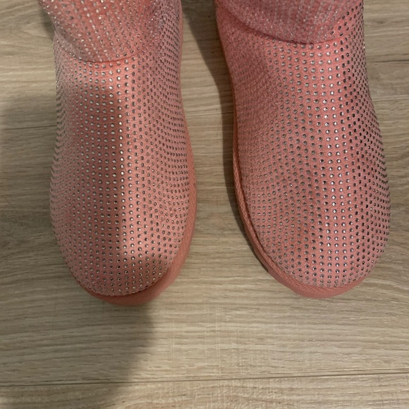 💖New Glitter Rhinestone Cozy Ankle Boots Baby Pink Statement💖 - Picture 6 of 13
